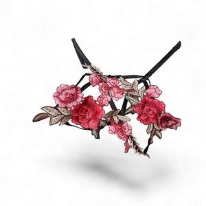 Floral APPLIQUÉ Embroidered Black Lingerie Top